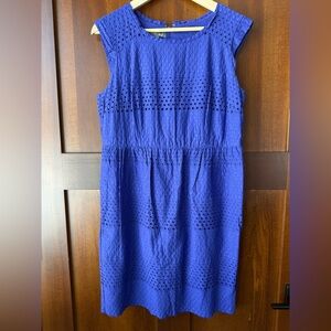 Roz & Ali Periwinkle Blue Eyelet Lined Dress Size 14